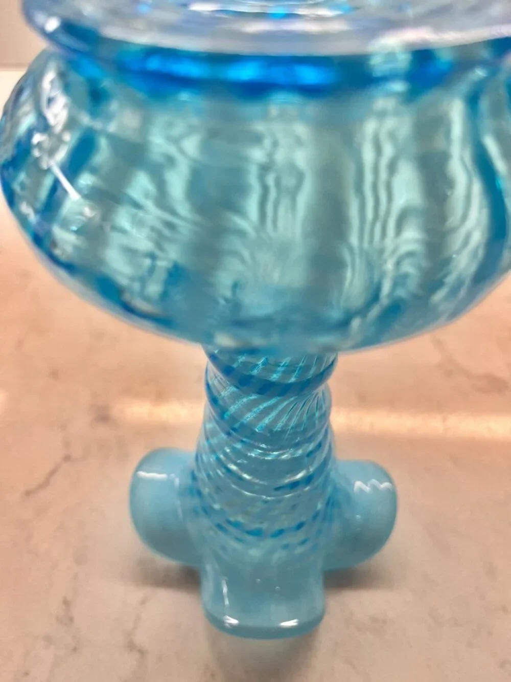 Vintage Fenton Opalescent Blue Glass Vase